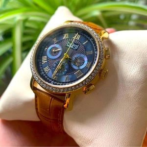 Women’s Swiss Burgi Leather Watch